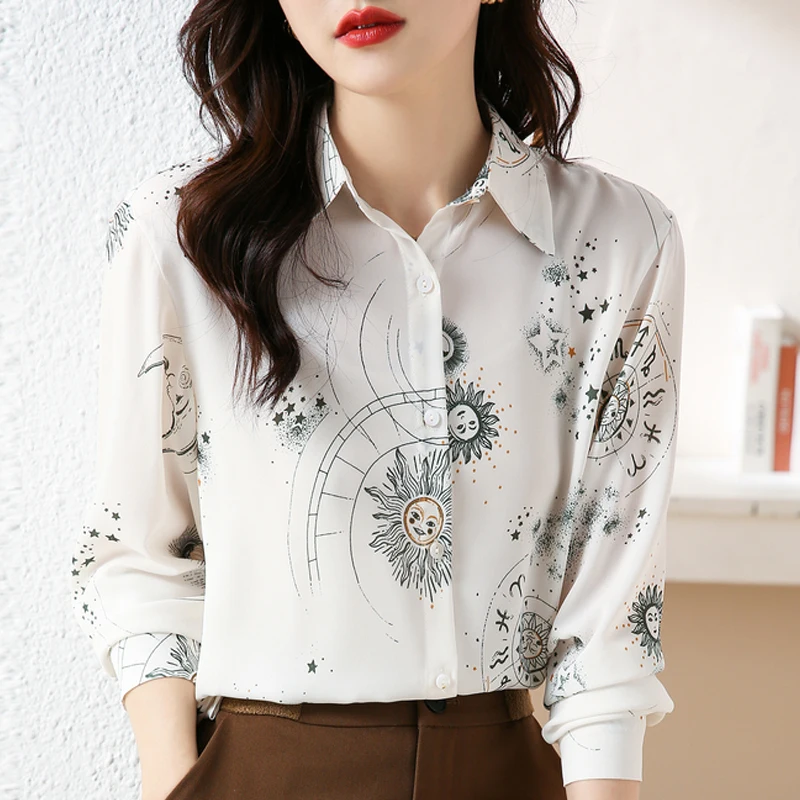Casual Buttons Turn Down Collar Female Clothing Fashion Chiffon Blouse Women Loose Office Tops Printing Long Sleeve Shirts 24484
Casual Buttons Turn Down Collar Female Clothing Fashion Chiffon Blouse Women Loose Office Tops Printing Long Sleeve Shirts 24484