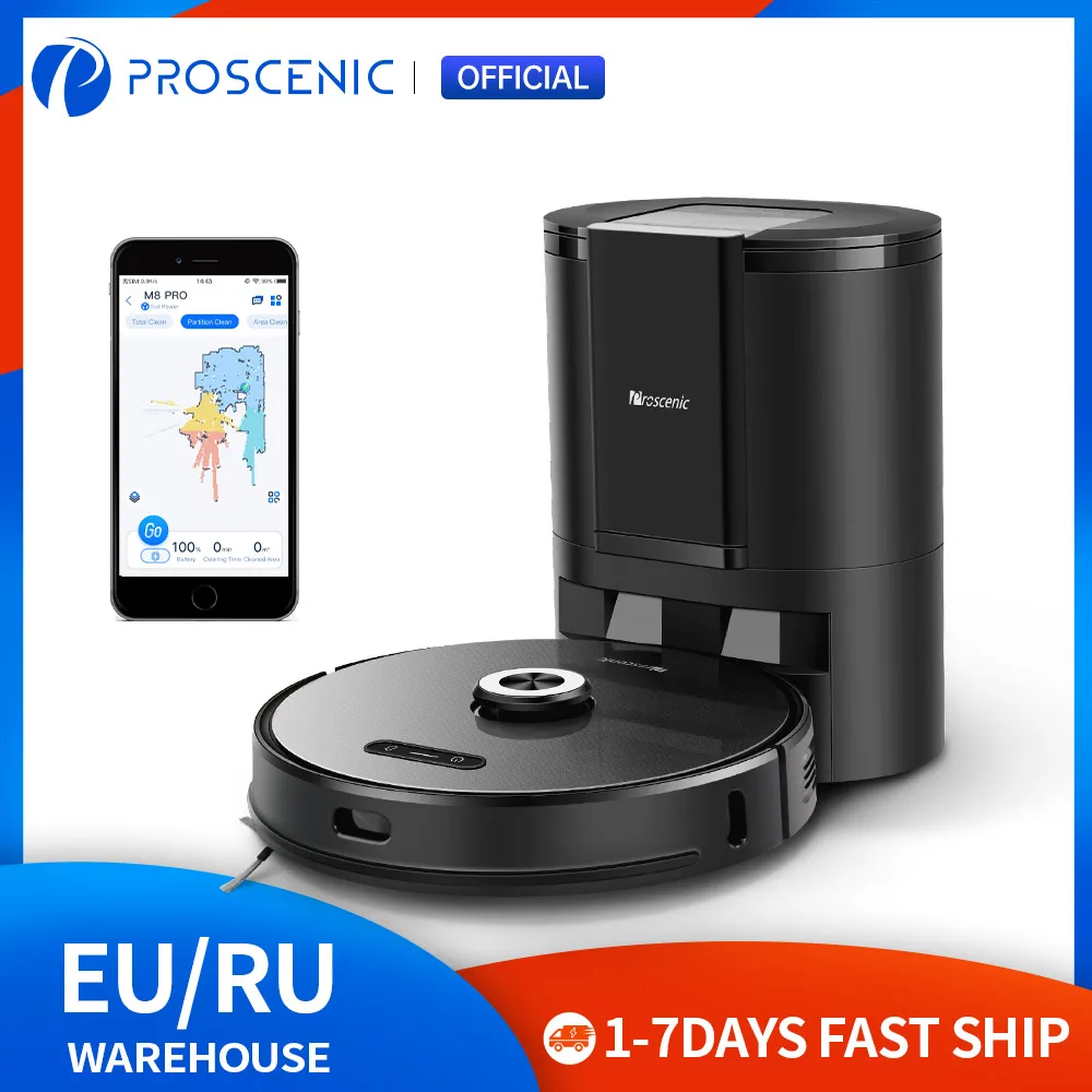Робот-пылесос Proscenic M8 Pro со станцией самоочистки пыли интеллектуальным роботом с