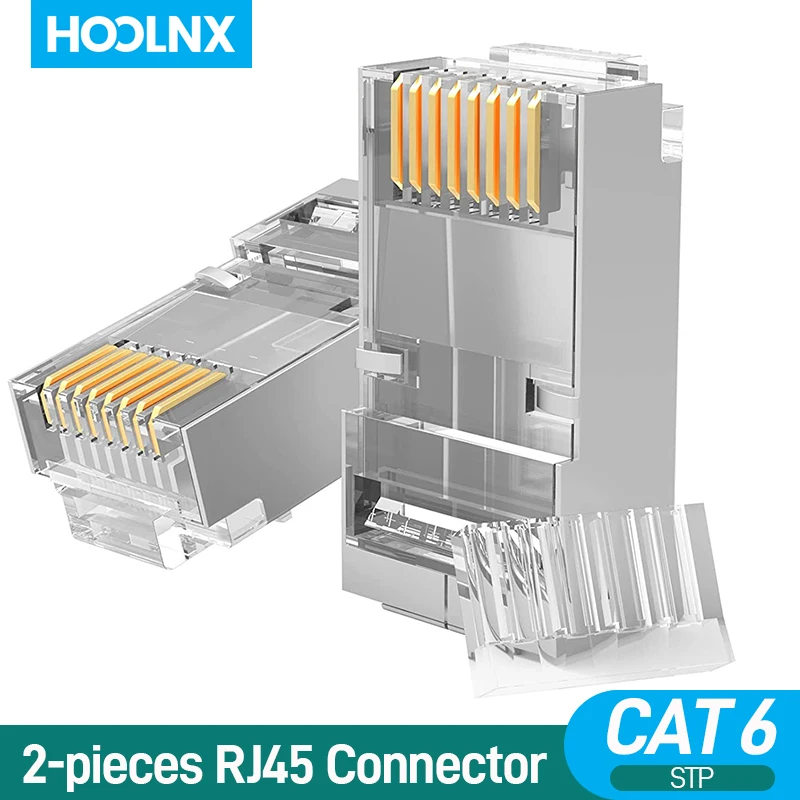 Hoolnx RJ45 Connector 2 Pieces STP CAT6 Modular PLugs 50U Gold Ethernet Ends Plated Load Bar for 23-24 AWG Lan Patch Cable
Hoolnx RJ45 Connector 2 Pieces STP CAT6 Modular PLugs 50U Gold Ethernet Ends Plated Load Bar for 23-24 AWG Lan Patch Cable