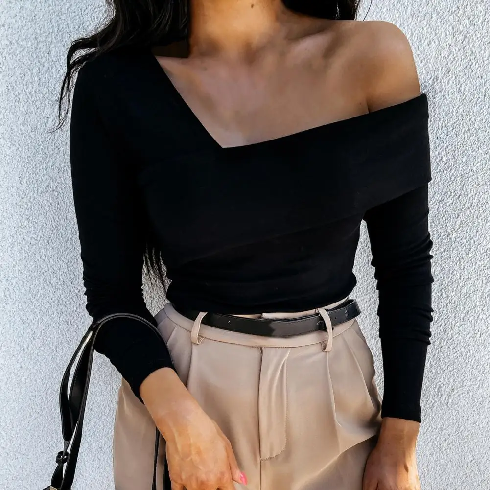 Popular Strapless Backless Long Sleeve Blouse Autumn Women T-shirt Solid Color Off Shoulder T-shirt Streetwear 
Popular Strapless Backless Long Sleeve Blouse Autumn Women T-shirt Solid Color Off Shoulder T-shirt Streetwear
