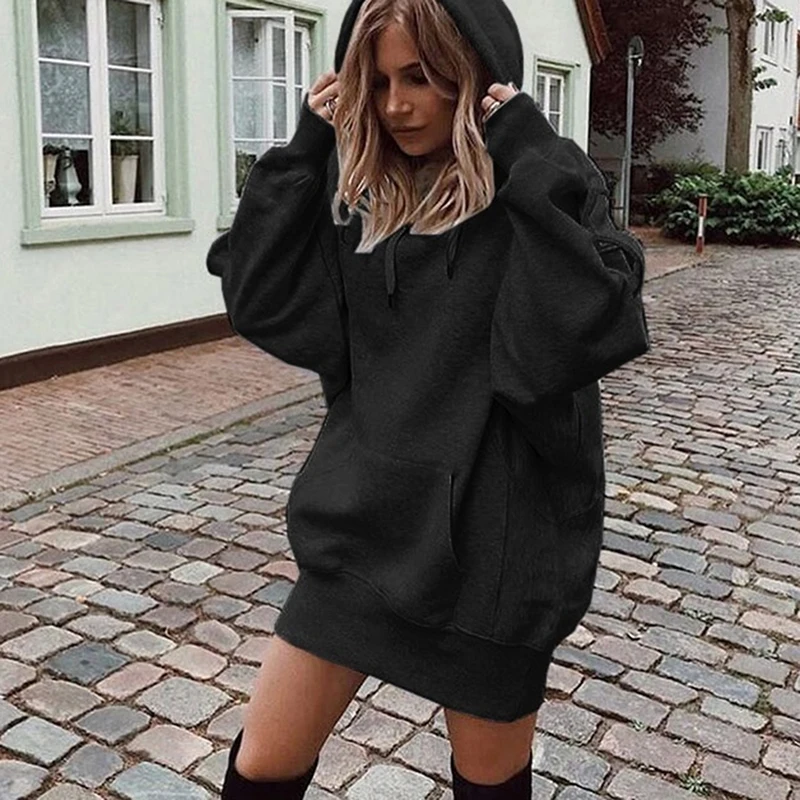 

New Hoodie Women Fashion Solid Color Sweatshirt Hoodie Pullover Tops Hoody Female Sweatshirt Winter Clothes Moleton