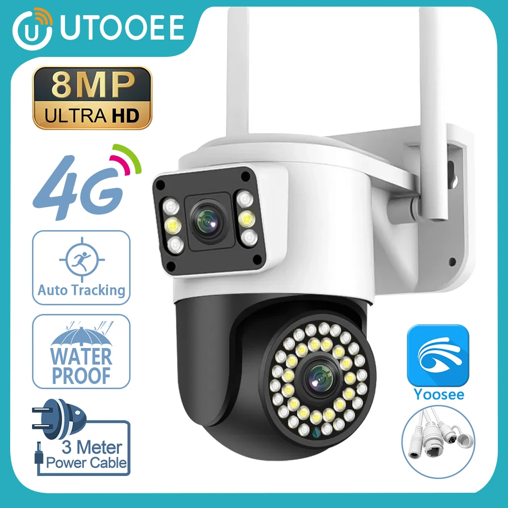 UTOOEE 4K 8MP 4G Dual Lens PTZ Camera Dual Screen AI Human Auto Tracking WIFI Security CCTV Video Surveillance Camera Yoosee
UTOOEE 4K 8MP 4G Dual Lens PTZ Camera Dual Screen AI Human Auto Tracking WIFI Security CCTV Video Surveillance Camera Yoosee