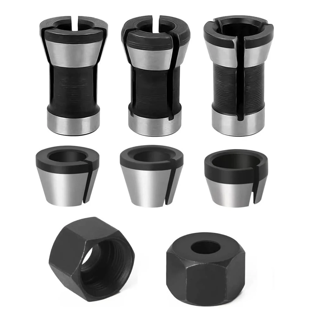 8pcs/set Trimmer Collet Chuck Router Bit Shank Adapter For Engraving Trimming Machine Chuck Conversion +Nuts
8pcs/set Trimmer Collet Chuck Router Bit Shank Adapter For Engraving Trimming Machine Chuck Conversion +Nuts