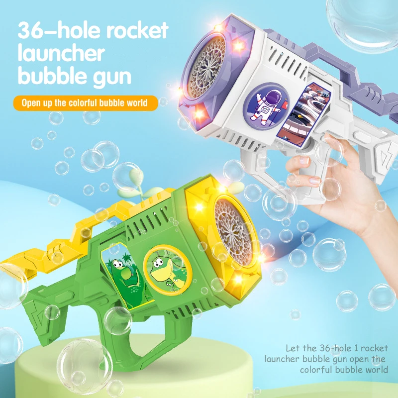 Bubble Gun Automatic 36 Holes Rocket Soap Bubbles Machine Gun Shape Bubble Blower with Light Summer Outdoor Wedding Toys for Kid
Bubble Gun Automatic 36 Holes Rocket Soap Bubbles Machine Gun Shape Bubble Blower with Light Summer Outdoor Wedding Toys for Kid