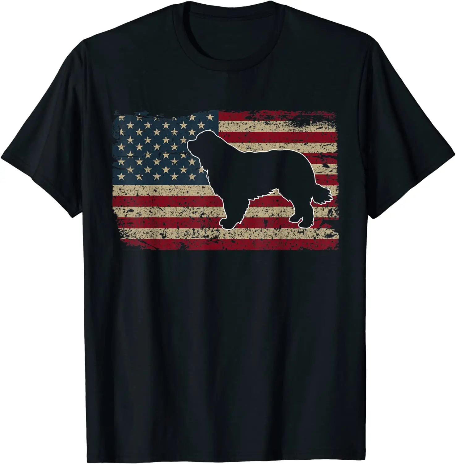 

Newfie Dog America Flag Patriotic Dog Lover Gift T-Shirt 4th of July Independence Day Shirts Cotton Daily Four Seasons Tshirt