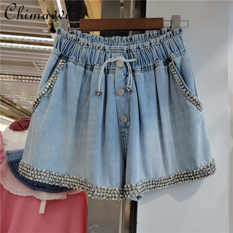 European 2022 Summer New Fashion Streetwear Beaded Drawstring Denim Shorts Women's Simple High Waist Slimming Wide-Leg Hot Pants
European 2022 Summer New Fashion Streetwear Beaded Drawstring Denim Shorts Women's Simple High Waist Slimming Wide-Leg Hot Pants
