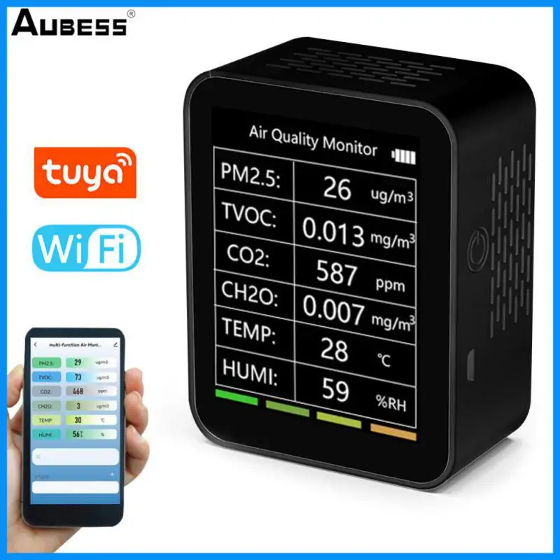 Tuya WiFi 6 In 1 Air Quality Detector Intelligent PM2.5 TVOC CO2 CH2O Temperature Humidity Detector Multifunctional Detector
Tuya WiFi 6 In 1 Air Quality Detector Intelligent PM2.5 TVOC CO2 CH2O Temperature Humidity Detector Multifunctional Detector