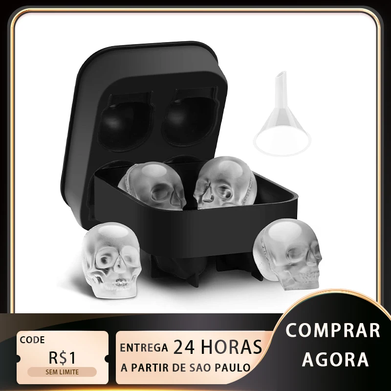 Moldes 3D de Cubos de Gelo no Crânio de Silicone for Bandejas de Gelo in Barra and Acessórios
Moldes 3D de Cubos de Gelo no Crânio de Silicone for Bandejas de Gelo in Barra and Acessórios