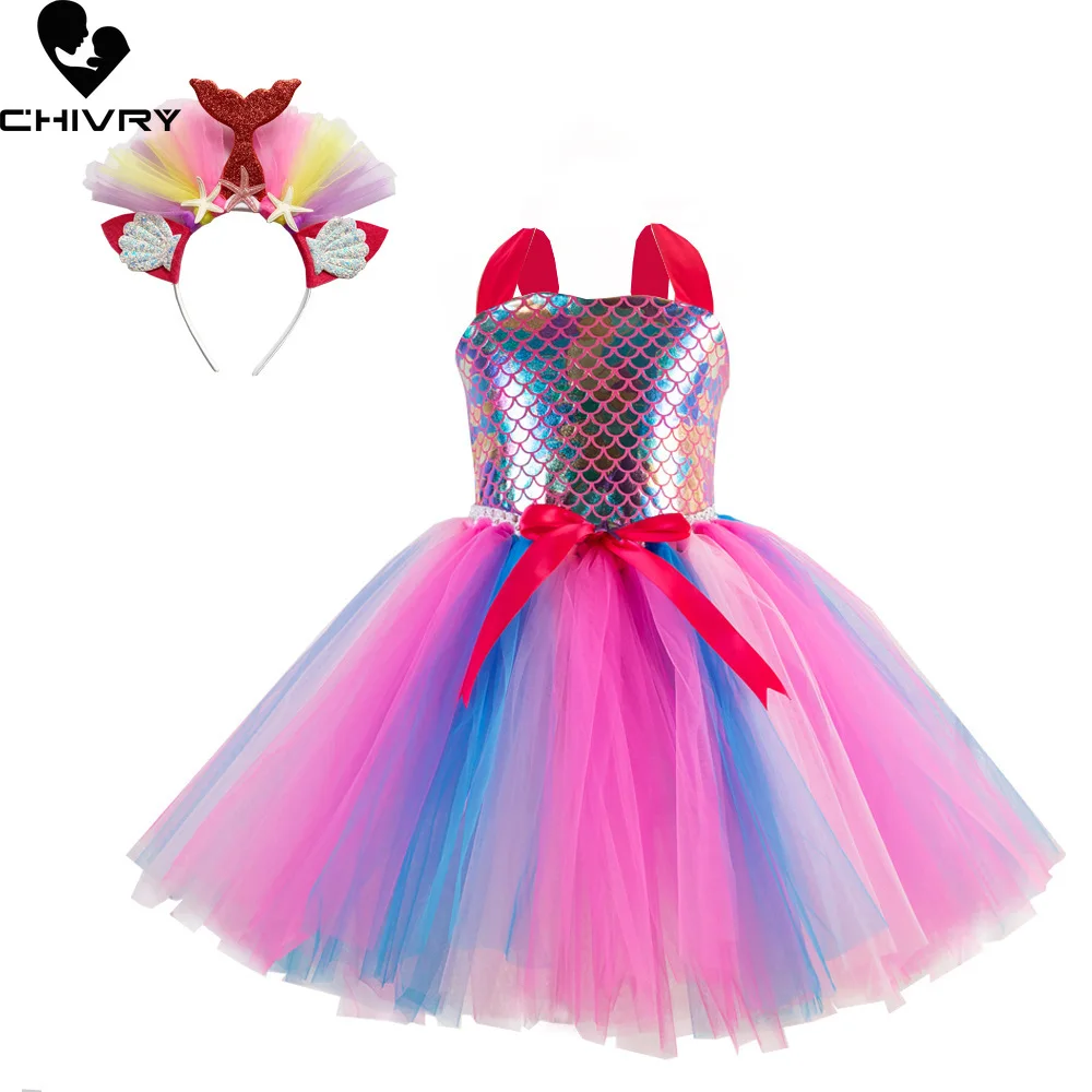 Girls Dresses Kids Girl Rainbow Sequin Gauze Cartoon Mermaid Cosplay Puffy Performance Children Princess Dress with Headwear
Girls Dresses Kids Girl Rainbow Sequin Gauze Cartoon Mermaid Cosplay Puffy Performance Children Princess Dress with Headwear