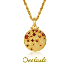 925 Sterling Silver Inlaid Natural Garnet Round Pendant Necklace For Women Simple Geometric Chic Choker Necklaces 2023 New