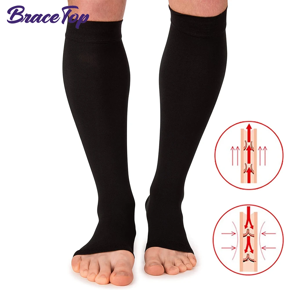 BraceTop Long Calf Compression Sleeve 20-30mmhg Leg Support Graduated Open Toe Pressure Socks Shin Splints for Running, Cycling
BraceTop Long Calf Compression Sleeve 20-30mmhg Leg Support Graduated Open Toe Pressure Socks Shin Splints for Running, Cycling