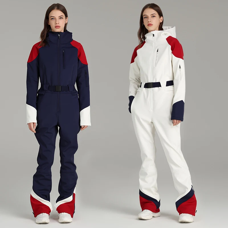 

Плотный тонкий женский слитный лыжный комбинезон, уличная спортивная куртка для сноуборда, теплый комбинезон, водонепроницаемая зимняя од...
