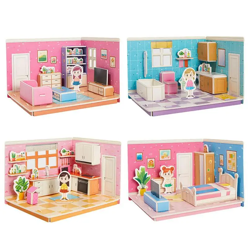 Stereo Room Puzzle 4 Pcs Paper Room Puzzle 3D Stereo Creative Puzzle Toys Educational Safe Room Puzzle Decorative For Girls Boys
Stereo Room Puzzle 4 Pcs Paper Room Puzzle 3D Stereo Creative Puzzle Toys Educational Safe Room Puzzle Decorative For Girls Boys
