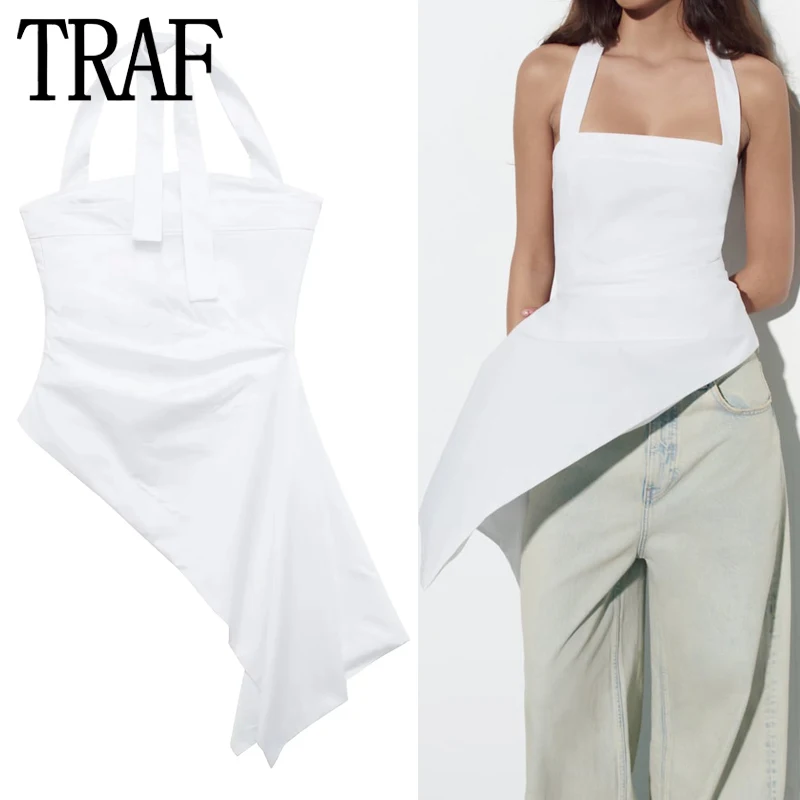 Топ женский летний асимметричный с лямкой на шее и открытой спиной
Топ женский летний асимметричный с лямкой на шее и открытой спиной