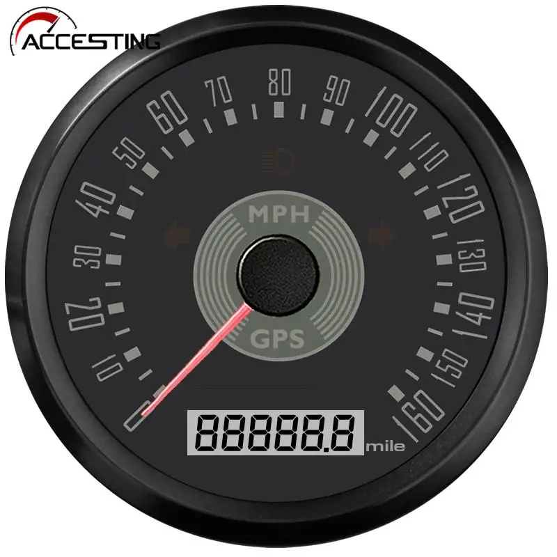 

85mm Classical GPS Speedometer 35MPH 60MPH 80MPH 160MPH Speed Gauge Odometer With Turning Light For Car Marine Boat 12V 24V