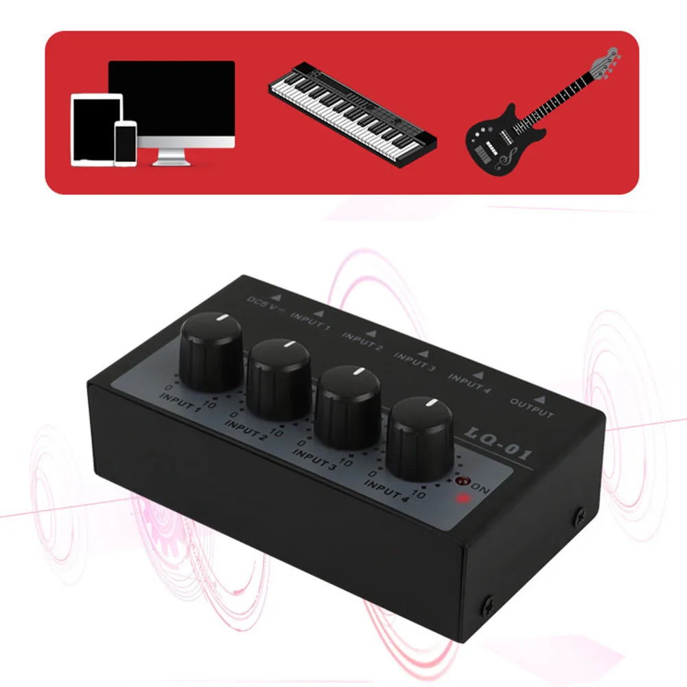 4Channel Stereo Headphone Audio Amplifiers Sound Mixer Portable Sound Card Mixer GAX-LQ02 Frequency Divider Mixer For DJ
4Channel Stereo Headphone Audio Amplifiers Sound Mixer Portable Sound Card Mixer GAX-LQ02 Frequency Divider Mixer For DJ