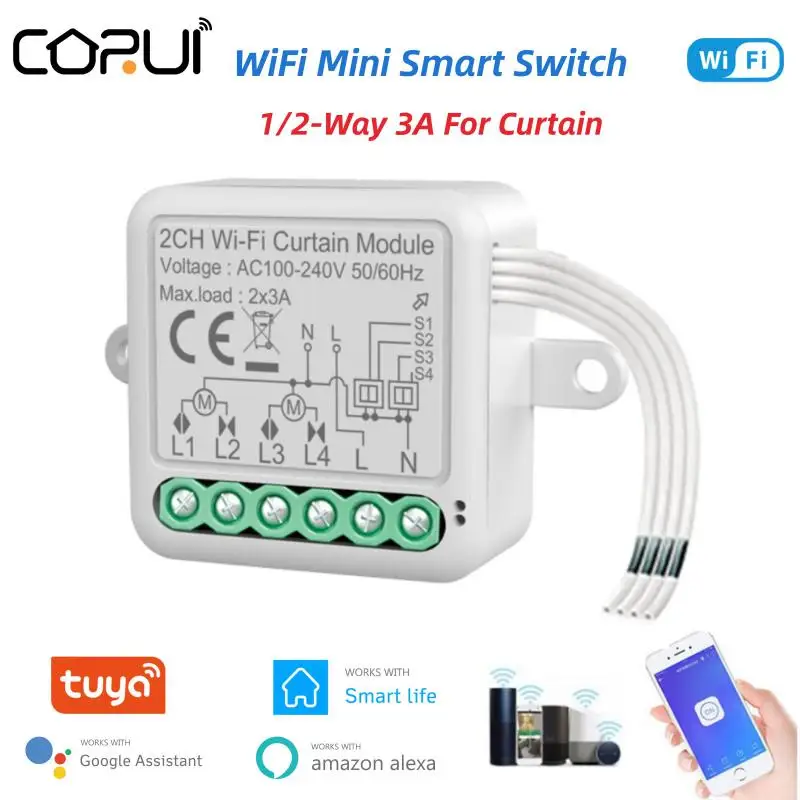 CoRui 3A Tuya Smart Wifi Curtain Module Blind Switch For Roller Shutter Electric Motor Compatible Work With Alexa Google Home
CoRui 3A Tuya Smart Wifi Curtain Module Blind Switch For Roller Shutter Electric Motor Compatible Work With Alexa Google Home
