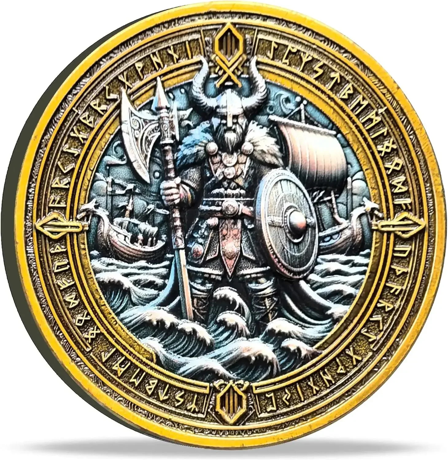 Металлическая монета "Викингов воин и Мьёлльнир"
Металлическая монета "Викингов воин и Мьёлльнир"