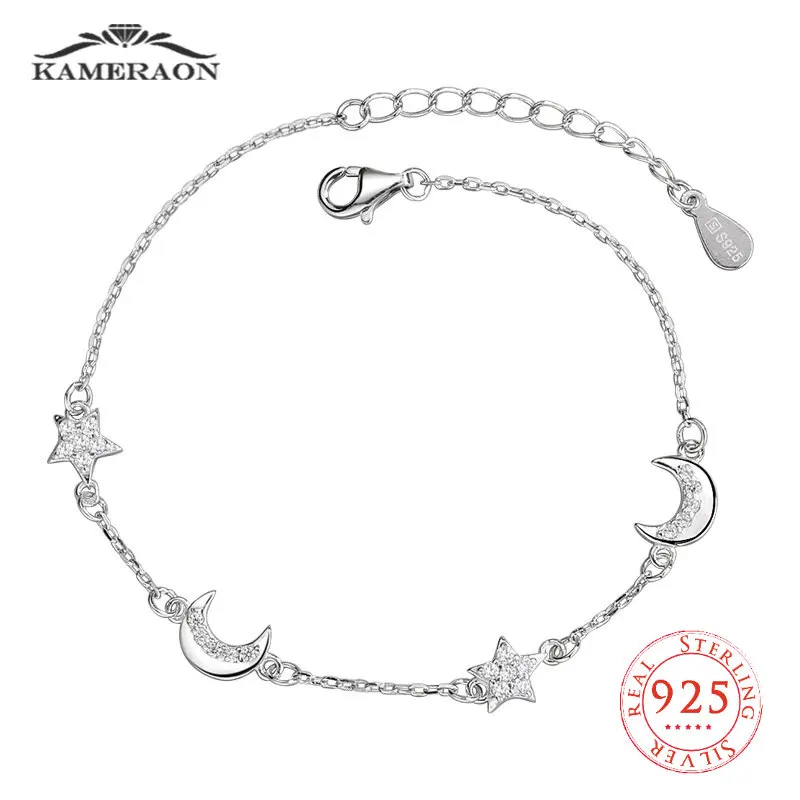 925 Sterling Silver Moon Star Shiny Zircon Charm Bracelet Re-sizable for Women Luck Birthday Party Fine Jewelry Gifts
925 Sterling Silver Moon Star Shiny Zircon Charm Bracelet Re-sizable for Women Luck Birthday Party Fine Jewelry Gifts