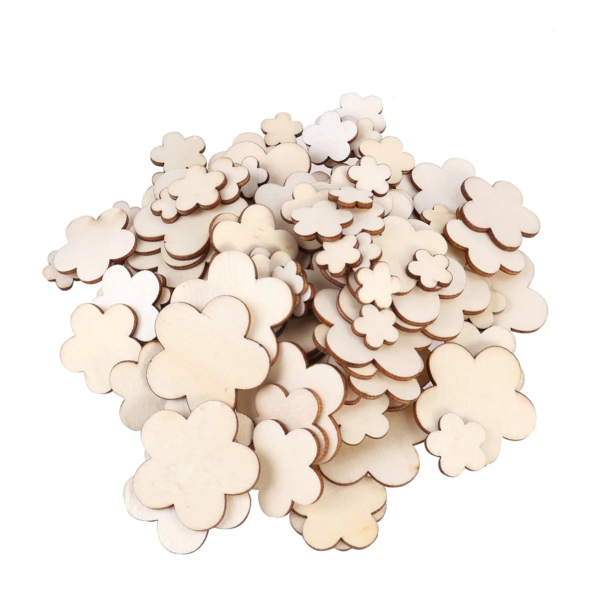 

Wood Wooden Flower Cutouts Unfinished Slices Tags Shapes Blank Embellishment Slabs Hexagon Tile Natural Giftname Springtable