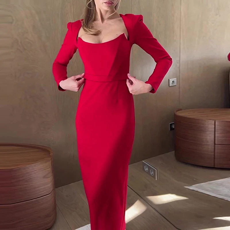 Fashion Office Lady High Waist A-line Dress Sexy Slash Neck Long Sleeve Party Dress Elegant Temperament Wrapped Chest Slim Dress
Fashion Office Lady High Waist A-line Dress Sexy Slash Neck Long Sleeve Party Dress Elegant Temperament Wrapped Chest Slim Dress