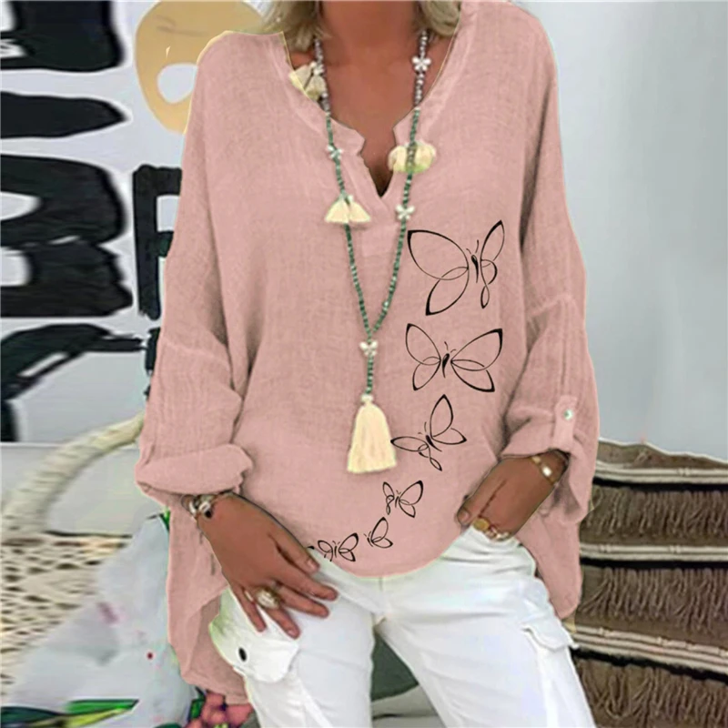 Fashion Tops For Ladies Autumn Clothes Women's Loose Shirt Long Sleeve Printing T Shirt Fashion Loose Tops V-neck High Quality
Fashion Tops For Ladies Autumn Clothes Women's Loose Shirt Long Sleeve Printing T Shirt Fashion Loose Tops V-neck High Quality