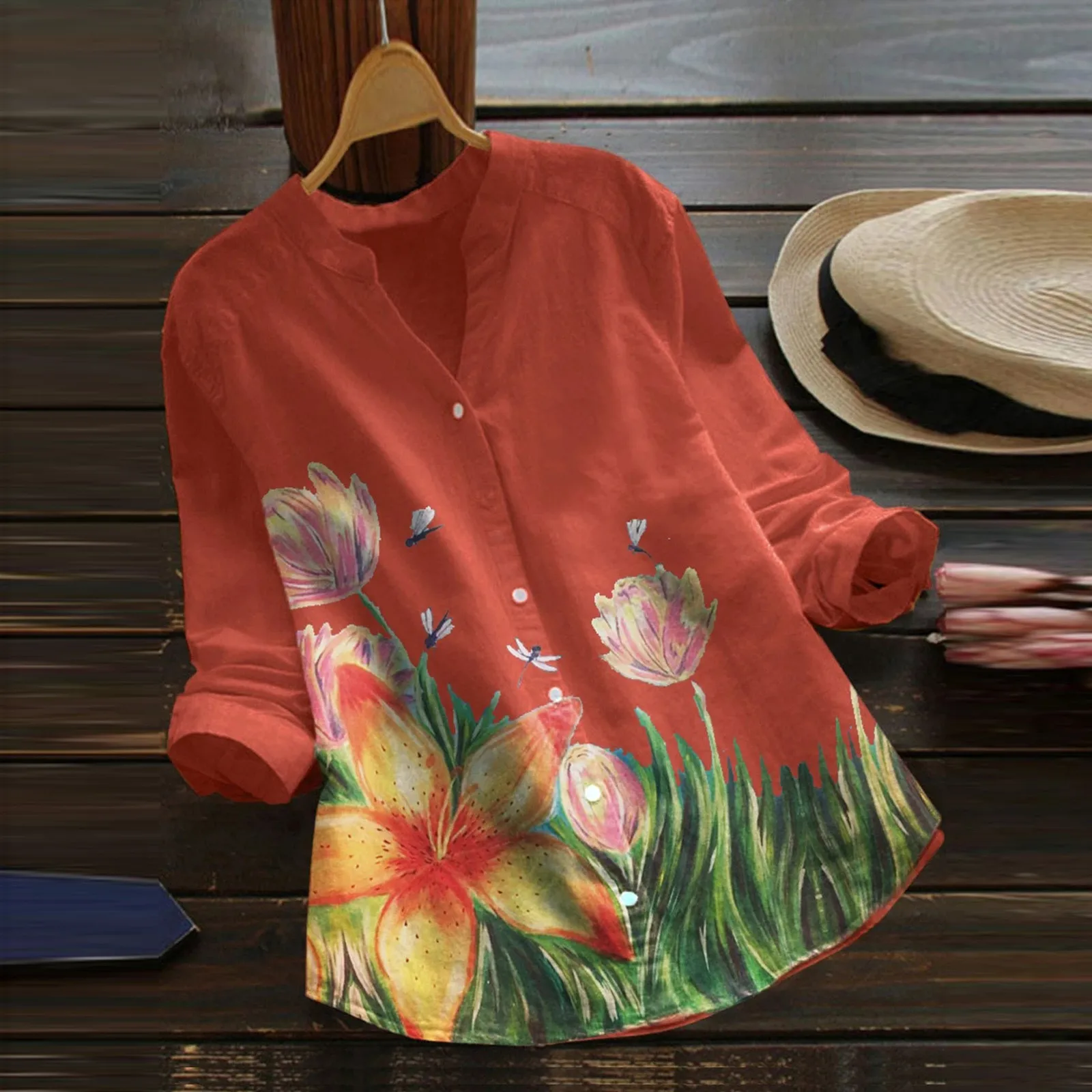 Button Sleeve Long Blouse Casual V-Neck Print Shirt Women Top Flower Blouse Women's Blouse Lounge Shirt
Button Sleeve Long Blouse Casual V-Neck Print Shirt Women Top Flower Blouse Women's Blouse Lounge Shirt