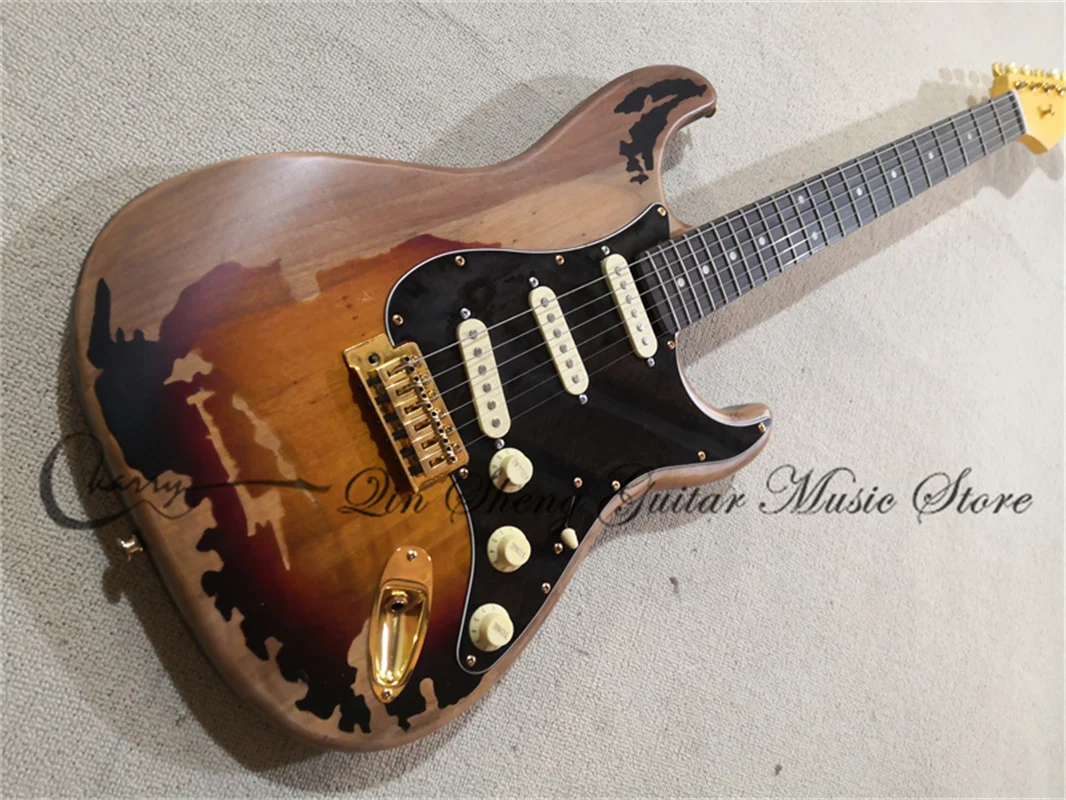 Sunburst Stra Electric Guitar Alder Wood Vintage Body Fixed Bridge SSS Pickups Yellow Maple Neck
Sunburst Stra Electric Guitar Alder Wood Vintage Body Fixed Bridge SSS Pickups Yellow Maple Neck
