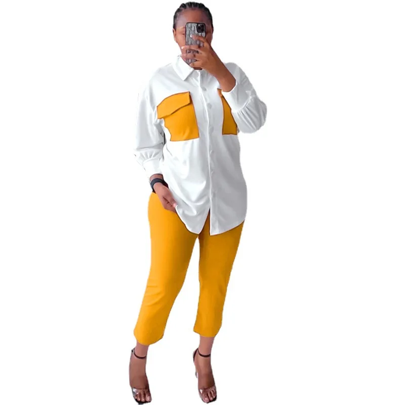 African Kanga Clothes For Women 2 Piece Set Pockets Shirt Tops Outfits 2022 Fashion New Casual African Office Lady Pant Suits
African Kanga Clothes For Women 2 Piece Set Pockets Shirt Tops Outfits 2022 Fashion New Casual African Office Lady Pant Suits