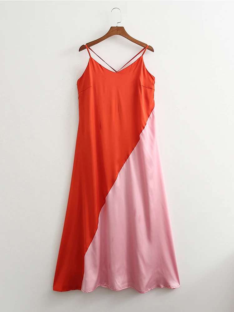 Summer Spaghetti Strap Red Spliced Pink Satin Maxi Dress 2022 Women Sleeveless V-neck Long Dresses robe longue
Summer Spaghetti Strap Red Spliced Pink Satin Maxi Dress 2022 Women Sleeveless V-neck Long Dresses robe longue