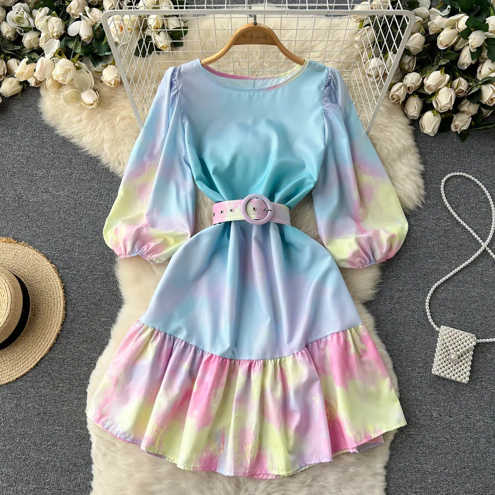 Summer New Fashion Women Round Neck Tie-dye Print Holiday Slim Dress Short Sleeve Puffy Clothes Casual Vestidos F600
Summer New Fashion Women Round Neck Tie-dye Print Holiday Slim Dress Short Sleeve Puffy Clothes Casual Vestidos F600
