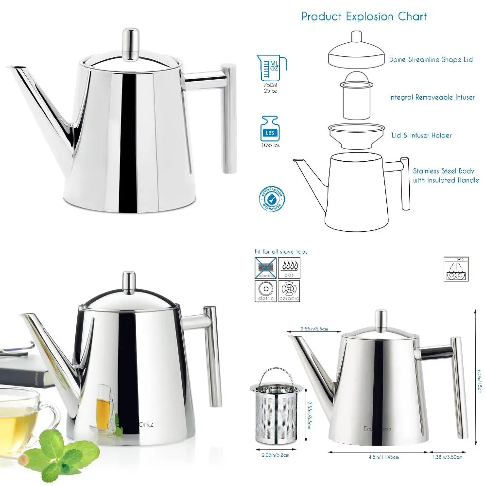 Fantastic 50oz Stainless Steel Teapot with Removable Infuser Stovetop Tea Maker for Lovers of Fruit and Herbal Tea.
Fantastic 50oz Stainless Steel Teapot with Removable Infuser Stovetop Tea Maker for Lovers of Fruit and Herbal Tea.