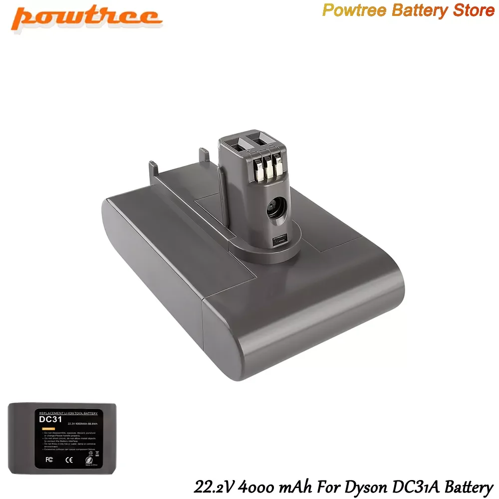 Powtree DC31 (type A) 22.2V 4000mAh Li-ion Vacuum Battery for Dyson DC35 DC45 DC31 DC34 DC44 DC31 Animal DC35 Animal 917083-01 L
Powtree DC31 (type A) 22.2V 4000mAh Li-ion Vacuum Battery for Dyson DC35 DC45 DC31 DC34 DC44 DC31 Animal DC35 Animal 917083-01 L