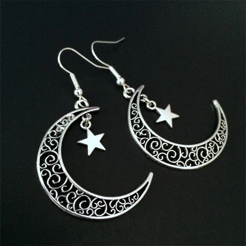 Gothic Bohemian Style Hollow Out Crescent Luna Lunar Dangle Witchy Hippie Filigree Moon and Star Celestial Earrings
Gothic Bohemian Style Hollow Out Crescent Luna Lunar Dangle Witchy Hippie Filigree Moon and Star Celestial Earrings