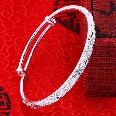 Hot new Fashion 925 Sterling Silver color Bracelets for Women Frosted shiny stars bangles adjustable Jewelry wedding Party Gifts
Hot new Fashion 925 Sterling Silver color Bracelets for Women Frosted shiny stars bangles adjustable Jewelry wedding Party Gifts