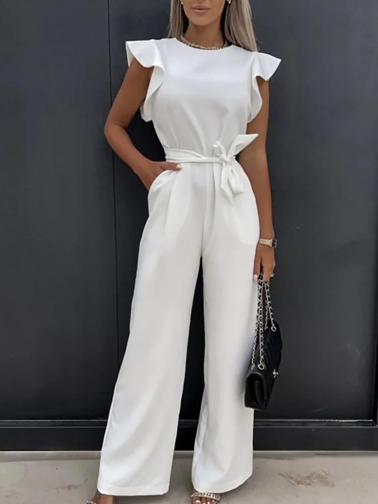 Women Jumpsuits Sashes Summer O-Neck Sleeveless Straight Loungewear Ladies Bodysuits Solid Office Lady Streetwear Dropshipping
Women Jumpsuits Sashes Summer O-Neck Sleeveless Straight Loungewear Ladies Bodysuits Solid Office Lady Streetwear Dropshipping