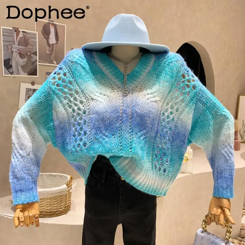 Crocheted Hollow Out Sweater Women's 2022 Autumn Clothing Pullover Loose Batwing Sleeve Gradient Thread Knitwear top
Crocheted Hollow Out Sweater Women's 2022 Autumn Clothing Pullover Loose Batwing Sleeve Gradient Thread Knitwear top