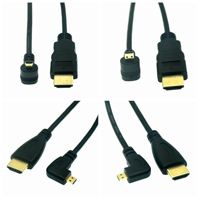 

90 Degree Micro HD to HDTV-compatible UP/Left/Right Angle Micro HDTV Cable for Digital camera Sony a6400 GH4 tablet 50cm/150cm