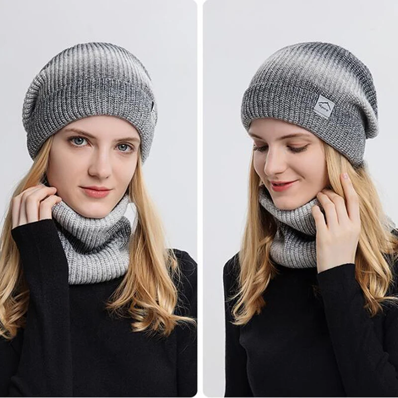 Winter Fashion Wool Hat Scarf Set Women's Knit Cap Bib two-piece Autumn Winter Female Warm Solid Knitted Neck Scarf Suit 
Winter Fashion Wool Hat Scarf Set Women's Knit Cap Bib two-piece Autumn Winter Female Warm Solid Knitted Neck Scarf Suit