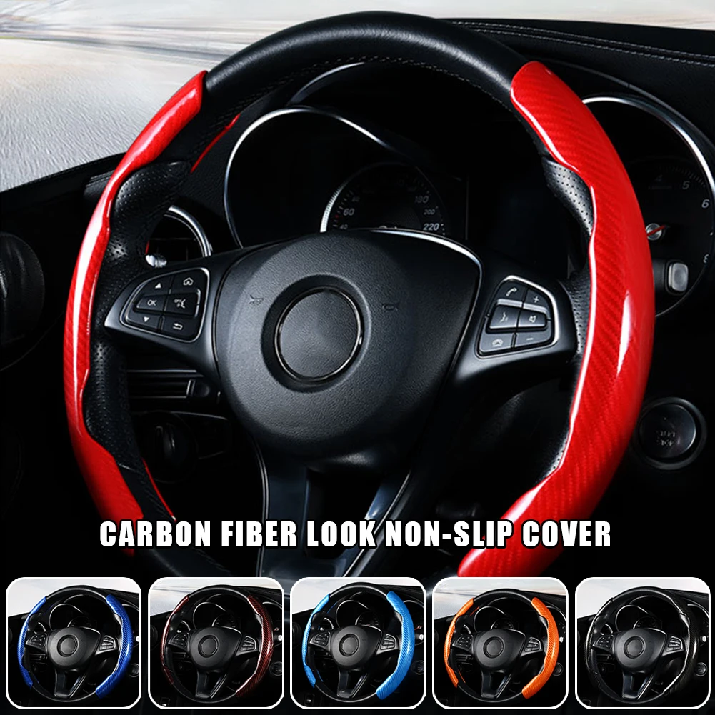 Universal Steering Wheel Cover Carbon Fiber 38cm/15in Non-Slip Steering Cover Four Seasons Car Styling Interior Accessories
Universal Steering Wheel Cover Carbon Fiber 38cm/15in Non-Slip Steering Cover Four Seasons Car Styling Interior Accessories