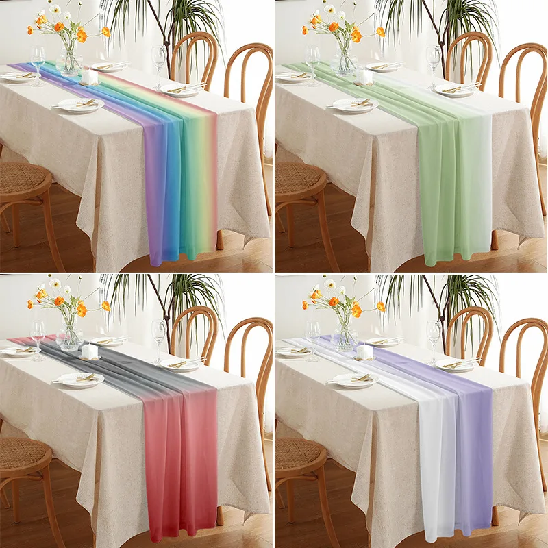 Modern Table Runners Gradient Wedding Decoration Tables Guests Tablecloth Chiffon Parties Centerpieces for Dining Room Luxury
Modern Table Runners Gradient Wedding Decoration Tables Guests Tablecloth Chiffon Parties Centerpieces for Dining Room Luxury