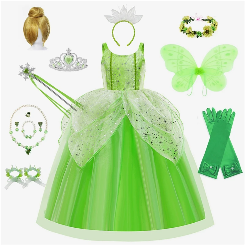 Платье принцессы с колокольчиком для девочек, женский костюм с зелеными цветами, блестящее детское платье для косплея на Хэллоуин
Платье принцессы с колокольчиком для девочек, женский костюм с зелеными цветами, блестящее детское платье для косплея на Хэллоуин