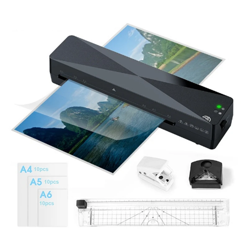 A4 Hot Laminator Portable Photo Laminating Machine+Corner Rounder+Hole Punch+Ruler Cutter+30PCS Laminating Film
A4 Hot Laminator Portable Photo Laminating Machine+Corner Rounder+Hole Punch+Ruler Cutter+30PCS Laminating Film