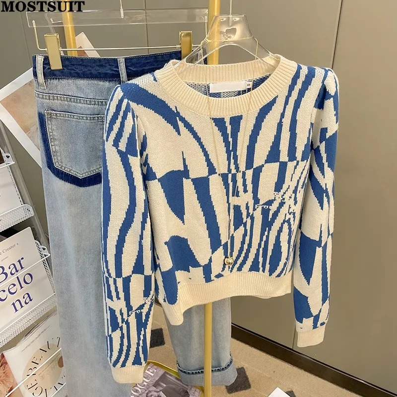 Blue Streetwear Knitted Sweater Women Korean Fashion Chic Casual Pullover Knitwear Long Sleeve O-neck Crop Tops Jumpers 2023
Blue Streetwear Knitted Sweater Women Korean Fashion Chic Casual Pullover Knitwear Long Sleeve O-neck Crop Tops Jumpers 2023