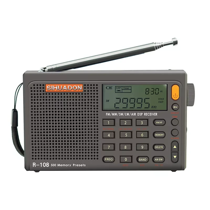

2022 Radiwow Sihuadon R-108 цифровое портативное радио, стерео FM LW SW MW AIR DSP, радиоприемник AM, ЖК-дисплей, функция звуковой сигнализации для
