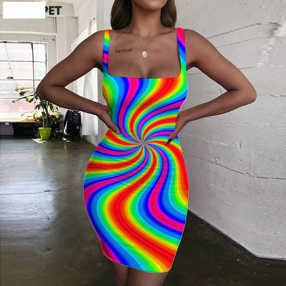 Dizziness Dresses Women Rainbow 3d Print Colorful Halter Sleeveless Harajuku Ladies Dresses Womens Clothing Club Vintage
Dizziness Dresses Women Rainbow 3d Print Colorful Halter Sleeveless Harajuku Ladies Dresses Womens Clothing Club Vintage