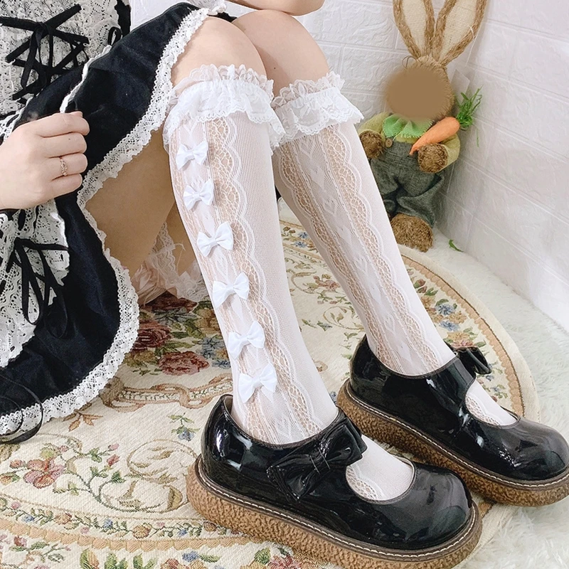 Милые кружевные пикантные длинные носки до колена с оборками, Чулки с бантиками, Женский костюм для косплея аниме
Милые кружевные пикантные длинные носки до колена с оборками, Чулки с бантиками, Женский костюм для косплея аниме