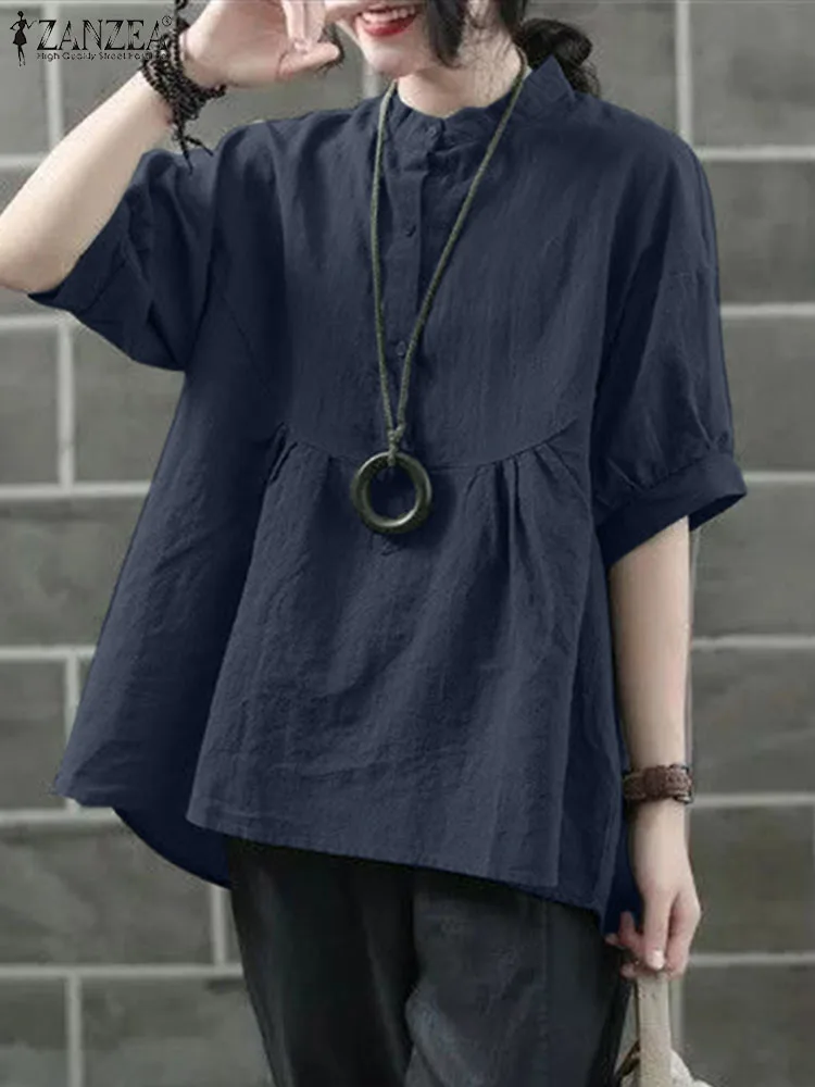 ZANZEA Summer Tops Women Vintage Solid Blouse Casual Half Sleeve OL Work Shirt Female Loose Cotton Chemise Button Blusas Tunic
ZANZEA Summer Tops Women Vintage Solid Blouse Casual Half Sleeve OL Work Shirt Female Loose Cotton Chemise Button Blusas Tunic