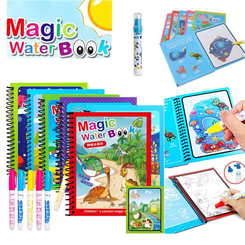 Фото Игрушки Монтессори многоразовая раскраска волшебная книга для рисования водой