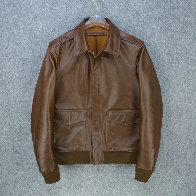 Free shipping,Sales.Brand Genuine leather jacket.mens classic A2 horsehide jacket,high quality hard leather clothes.biker
Free shipping,Sales.Brand Genuine leather jacket.mens classic A2 horsehide jacket,high quality hard leather clothes.biker